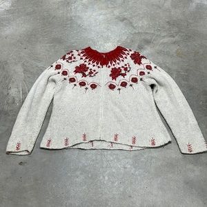 Max & Lily red‎ n white sweater w/beading / Size XL / F-4